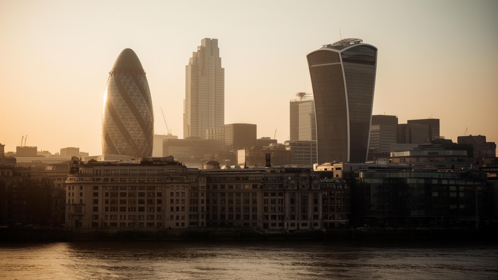 The City of London skyline at golden hour